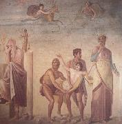 The Sacrifice of Iphigenia,Roman,1st century AD Wall painting from pompeii(House of the Tragic Poet) (mk23) Alma-Tadema, Sir Lawrence